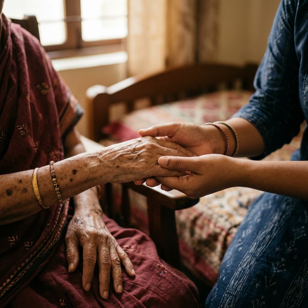 Caregiver supporting hand